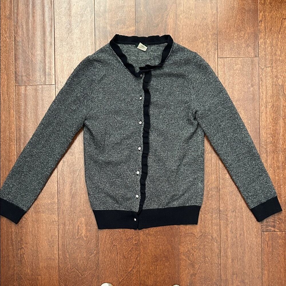 J. Crew Wool Cashmere Blend Navy Cardigan with Rhinestone Buttons, Size XS